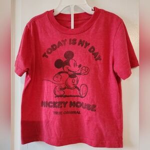 Kid's sz 5T Disney Mickey Mouse Today‎ Is My Day Red Graphic Tee Shirt Birthday